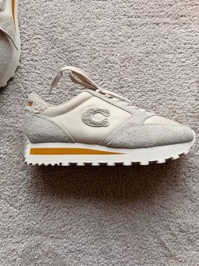 Coach Runner Hairy Suede Sneakers in Steam and Chalk